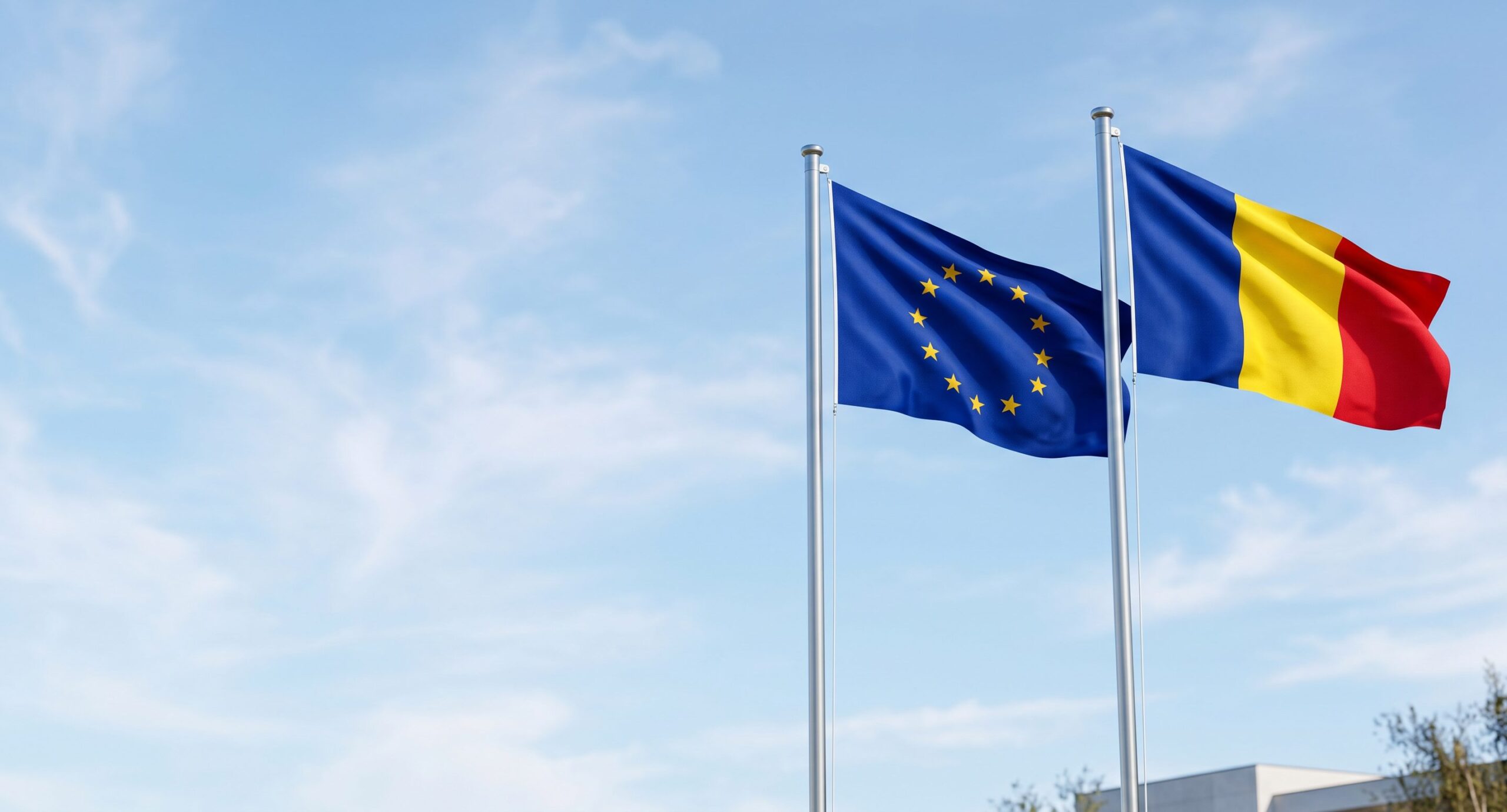 Drapelul Uniunii Europene și drapelul României